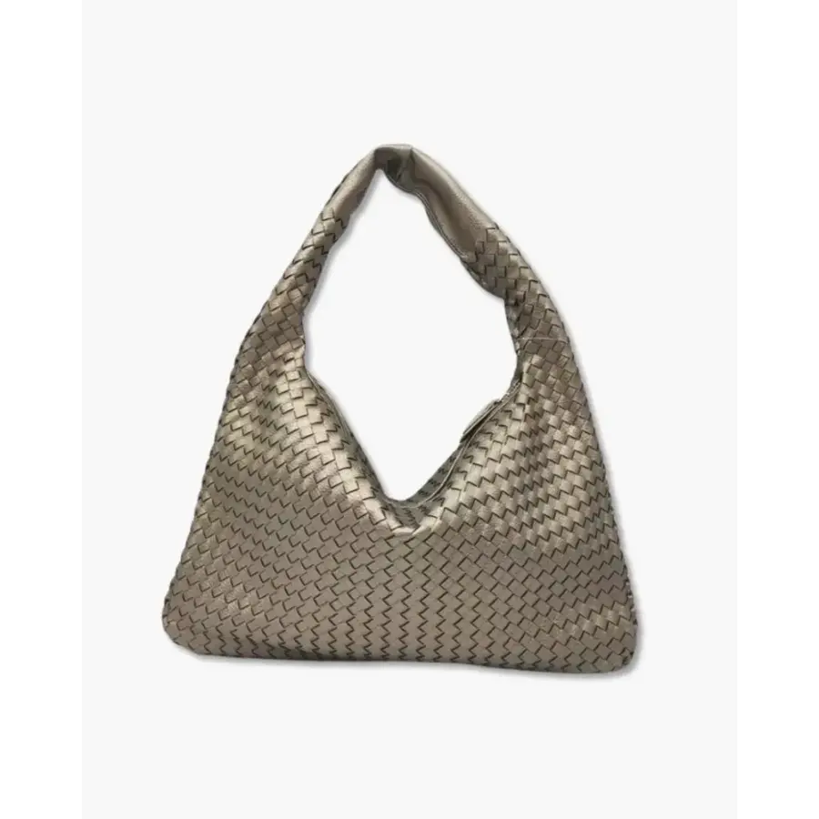 Sculpted Shoulder Bag in Silver, side profile demonstrating structured silhouette