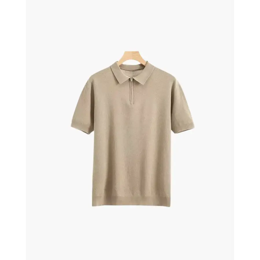 Valencia Zip Polo Shirt - Beige / S