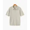 Valmont textured polo in beige, relaxed fit, vertical ribbing detail