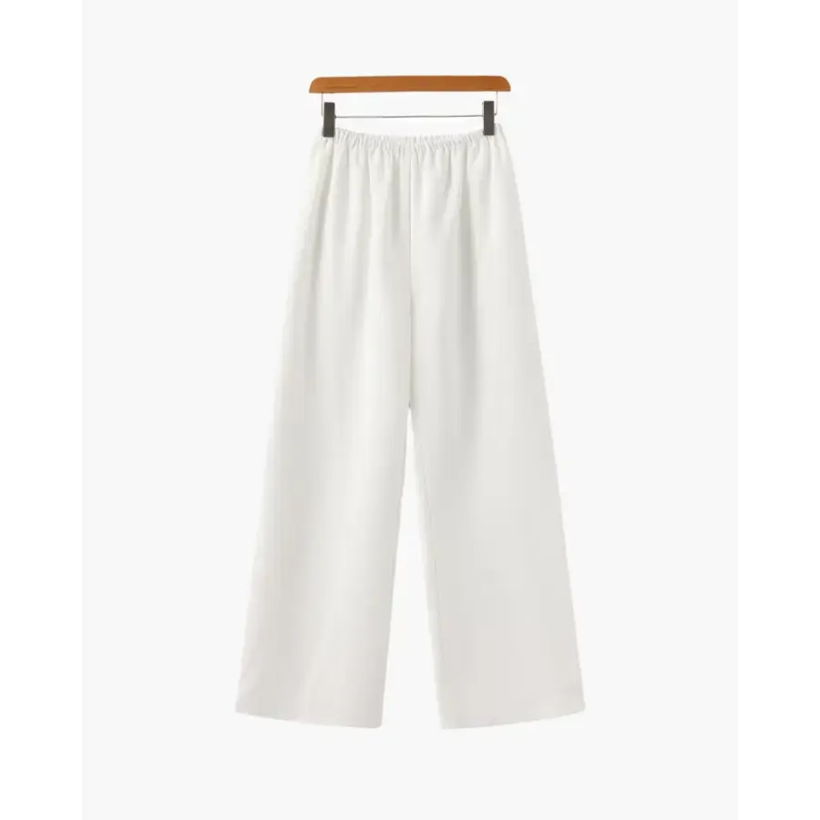 Palais wide-leg trousers in ivory, high-rise fit, full-length view